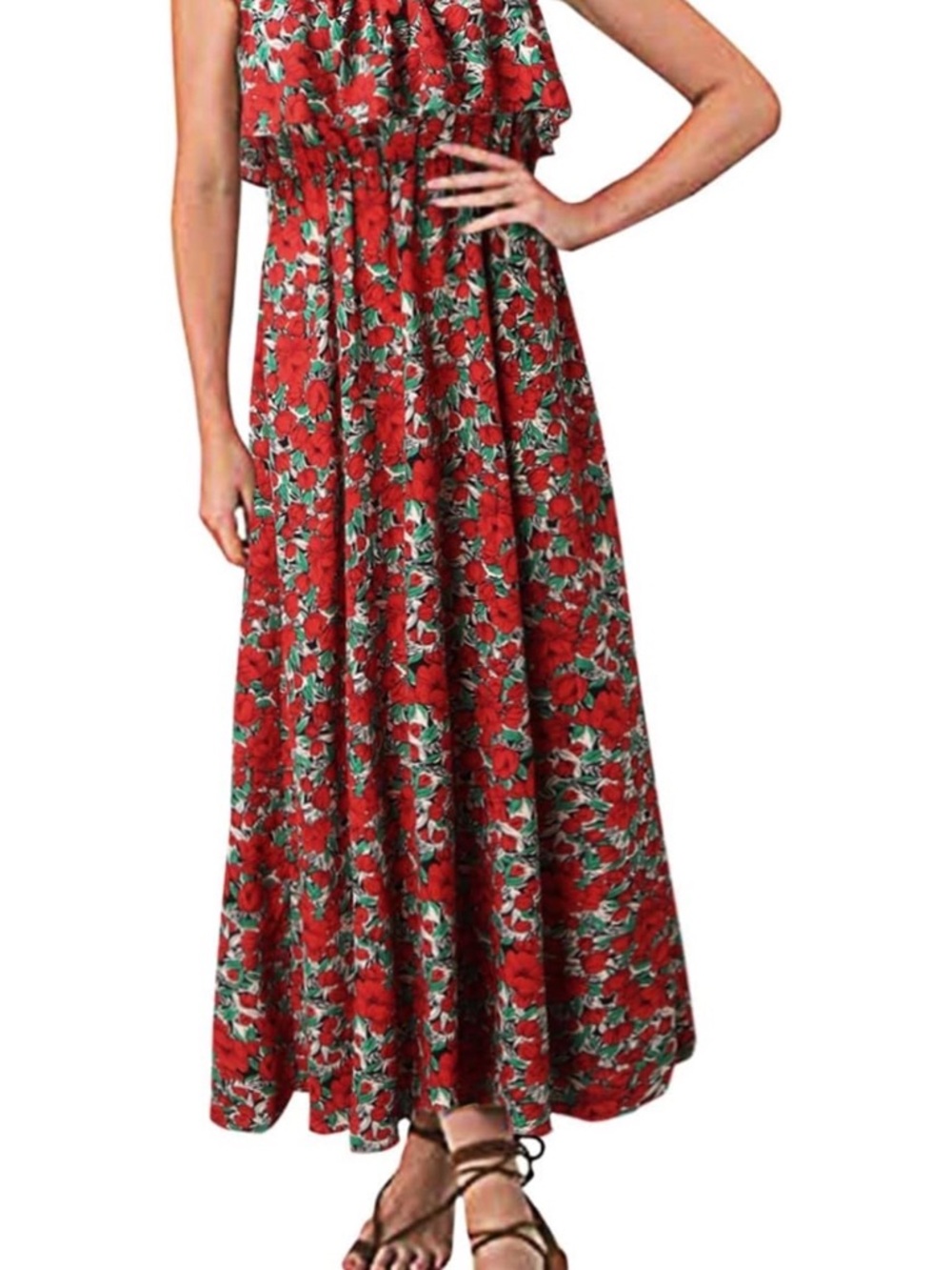 Red Floral Maxi Dress